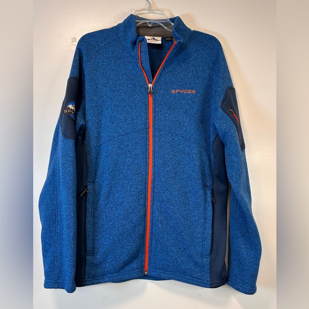 Spyder Empire Full Zip Knit Jacket Blue and Orange Men’s‎ Size Medium